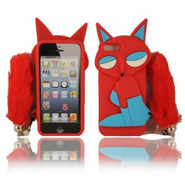Wholesale iPhone 5 5S 3D Fox Case (Red-Blue)